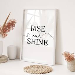 Rise & Shine Printed Wall Art A3 A4 Minimalist Typography Inspirational Quote Modern Home Office Decor Gift - thumbnail 3