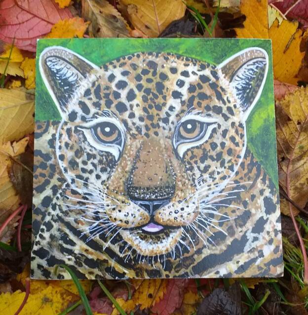 Jaguar Wooden Picture Big Cat Wall Decor - image 1