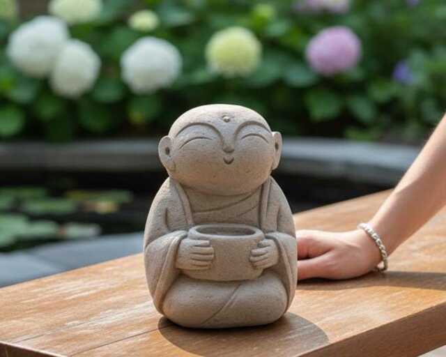 Jizo Statue 8 Inch/20 cm, Figurine, Buddha, Home Decor, Garden Guardian Jizo, Patio Birthday Gift, Gift Idea - image 1