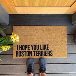 I Hope You Like Boston Terriers Doormat - Funny Dog Lover Welcome Mat Terrier Owner Gift Pet Friendly Porch Decor - thumbnail 2