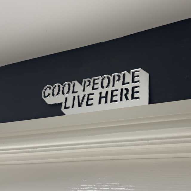 Personalised Mother's Day Gift. Cool People Live Here Funny Home Decoration. Acrylic Door Topper. Mid Century Modern Wall Hanging Decor - image 1
