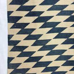Handwoven Wool Kilim Rug Black Beige Geometric Flatweave - thumbnail 3