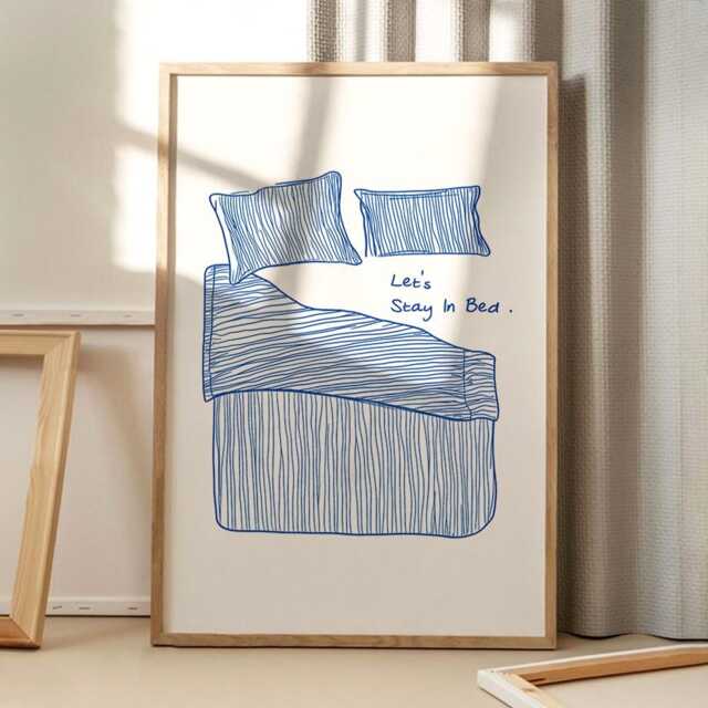 Let's Stay in Bed Art Canvas Poster, Trendy Wall Art, Apartment Aesthetic Decor, Retro Home Printed Gift - image 1