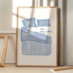 Let's Stay in Bed Art Canvas Poster, Trendy Wall Art, Apartment Aesthetic Decor, Retro Home Printed Gift - thumbnail 1