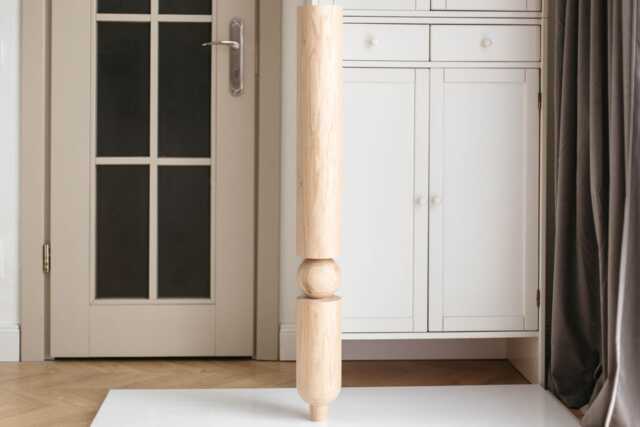 Tall Unfinished Baltic Wood Table Leg Handmade Turned - 1000mm - image 1