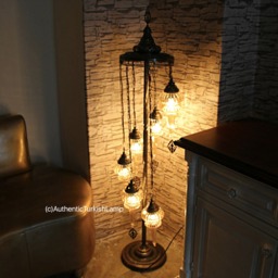 7 Glass Standing Lamp, Moroccan Lantern, Chandelier, Turkish Light, Hanging Lamp, Mosaic Lighting, Standing Lamp - thumbnail 2
