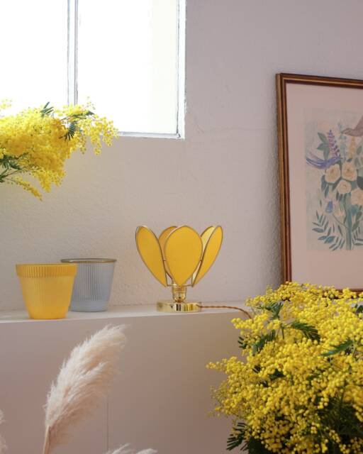 Flower Table Lamp - Mimosa & Gold - image 1