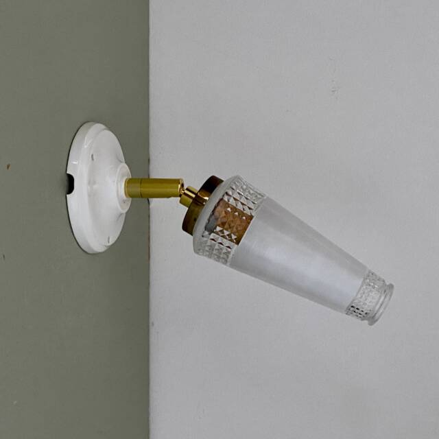 Vintage Tulip Wall Lamp in White & Transparent Glass - image 1