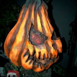 Handmade Pumpkin Monster Sculpture - Poseable Vine Horror Halloween Prop - thumbnail 4