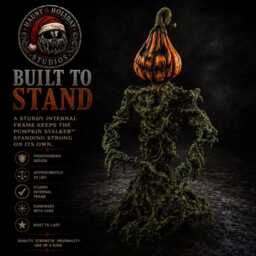 Handmade Pumpkin Monster Sculpture - Poseable Vine Horror Halloween Prop - thumbnail 3
