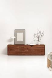"Sideboard, Tv Cabinet, Stand Walnut Veneer 3 Doors ""Primula"