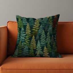 Pine Tree Forest Cushion Cover, Dark Green Nature Inspired Woodland Pillow Case, Cabin Or Rustic Home Decor, Any Size Cover - thumbnail 2