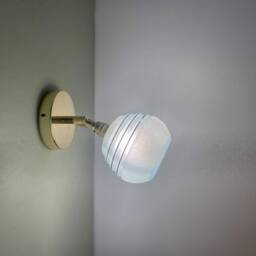 Vintage Tulip Wall Lamp in Blue & Gold Granite Glass - thumbnail 4