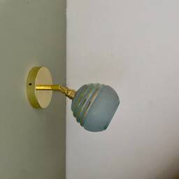 Vintage Tulip Wall Lamp in Blue & Gold Granite Glass - thumbnail 2