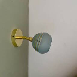 Vintage Tulip Wall Lamp in Blue & Gold Granite Glass - thumbnail 1