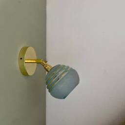 Vintage Tulip Wall Lamp in Blue & Gold Granite Glass - thumbnail 3
