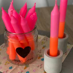 Dip Dye Candle Neon Pink Orange - Handmade Taper For Every Season - Bestseller - thumbnail 2
