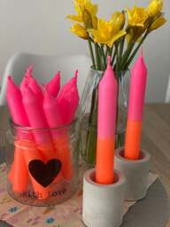 Dip Dye Candle Neon Pink Orange - Handmade Taper For Every Season - Bestseller