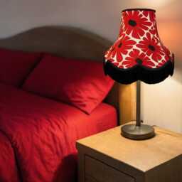Red Retro Lampshade With Black Fringe Handmade For Ceiling Lights, Table & Floor Standard Lamp Shades - thumbnail 2