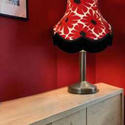 Red Retro Lampshade With Black Fringe Handmade For Ceiling Lights, Table & Floor Standard Lamp Shades - thumbnail 3
