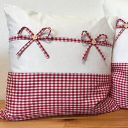 1 Country Style Cushion Cover, Pillow Case, Pillow, Red & White Checkered 40x40cm - thumbnail 2