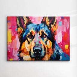 German Shepherd Fun Animal Dog Pet Lover Abstract Oil Painting Wall Art, Framed Canvas Poster Print, Home Kitchen Office Room Decor, Gifts - thumbnail 3