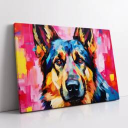 German Shepherd Fun Animal Dog Pet Lover Abstract Oil Painting Wall Art, Framed Canvas Poster Print, Home Kitchen Office Room Decor, Gifts - thumbnail 2