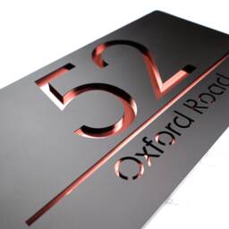 K Smart Sign - Laser Cut Matt Black & Rose Gold Mirror Personalised Door Numbers House Plaques Number 3D 30cm X 16cm - thumbnail 1