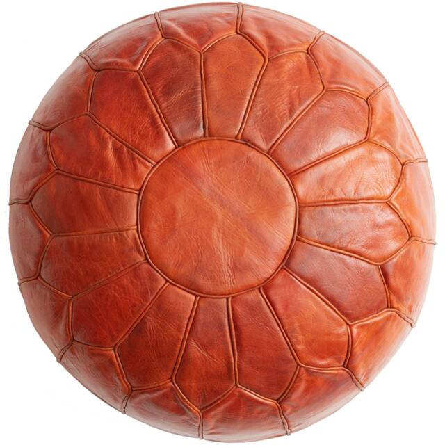Summer Sale Deluxe Moroccan Saffron Leather Pouffe, Handmade Artisan Ottoman Bean Bag Footstool, Floor Cushion - image 1