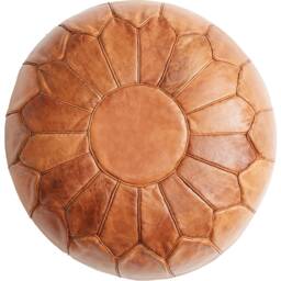 Summer Sale Deluxe Moroccan Saffron Leather Pouffe, Handmade Artisan Ottoman Bean Bag Footstool, Floor Cushion - thumbnail 4