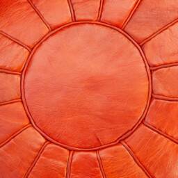 Summer Sale Deluxe Moroccan Saffron Leather Pouffe, Handmade Artisan Ottoman Bean Bag Footstool, Floor Cushion - thumbnail 3