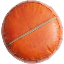 Summer Sale Deluxe Moroccan Saffron Leather Pouffe, Handmade Artisan Ottoman Bean Bag Footstool, Floor Cushion - thumbnail 2