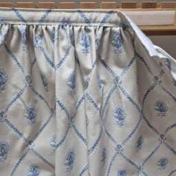 French Trelis Sink Skirt, For Bathroom, Utility Vanity Shelf Self Adhesive Stripes Curtains - thumbnail 2