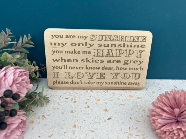 You Are My Sunshine Music Lyrics Wall Plaque Gift Home Decor Housewarming Present Engraved Sign - image 1