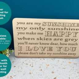 You Are My Sunshine Music Lyrics Wall Plaque Gift Home Decor Housewarming Present Engraved Sign - thumbnail 3