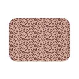 Plush Bath Mat, Leopard Print, Sable Red Blush Pink, Jungle Cats, Safari Decor, Bathroom Rug, Animal Print Home Kids Room, Cheetah - thumbnail 2