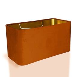 New Made To Order Spice Rust Orange Velvet Lamp Shade & Pendant Light Rounded Rectangular Shape Metallic Panels Lining - thumbnail 3