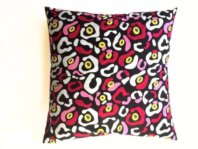 Retro Abstract Throw Pillow Cover Vibrant Red, Yellow, Pink - 45cm - image 1