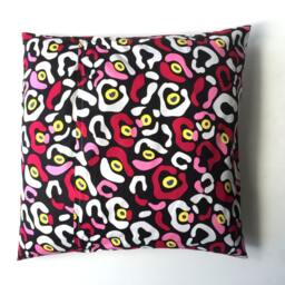 Retro Abstract Throw Pillow Cover Vibrant Red, Yellow, Pink - 45cm - thumbnail 2