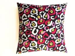 Retro Abstract Throw Pillow Cover Vibrant Red, Yellow, Pink - 45cm - thumbnail 1