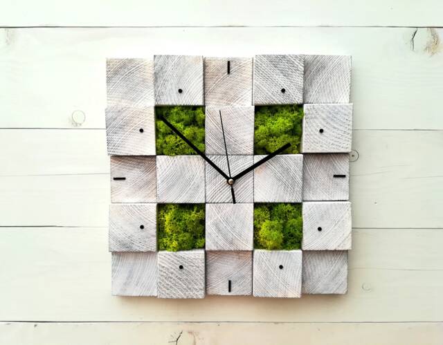 Moss Clock Handmade Wooden Wall Clock, Danish Decor - 12x12 - image 1