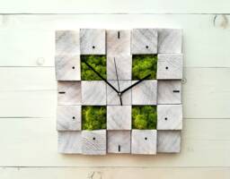 Moss Clock Handmade Wooden Wall Clock, Danish Decor - 12x12 - thumbnail 1