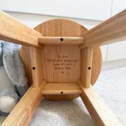 Childrens Personalised Stool - Engraved Stall First Birthday Nursery Decor Kids Chair Wooden Baby Gift - thumbnail 2