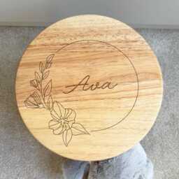 Childrens Personalised Stool - Engraved Stall First Birthday Nursery Decor Kids Chair Wooden Baby Gift - thumbnail 3