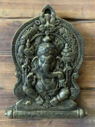 stone Garden Large Ganesh Ganesha Buddha Wall Plaque Bronzed Ornament