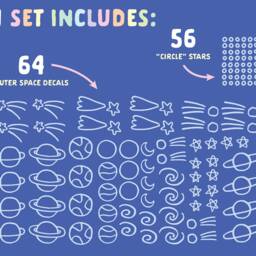 Space Wall Decals - Outer Nursery Decor, Moon & Stars Stickers, Kids Room Art, Celestial Astronomy Gift - thumbnail 2