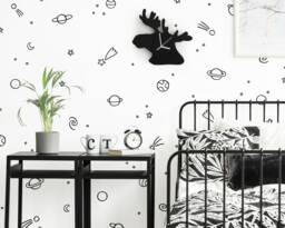 Space Wall Decals - Outer Nursery Decor, Moon & Stars Stickers, Kids Room Art, Celestial Astronomy Gift - thumbnail 1