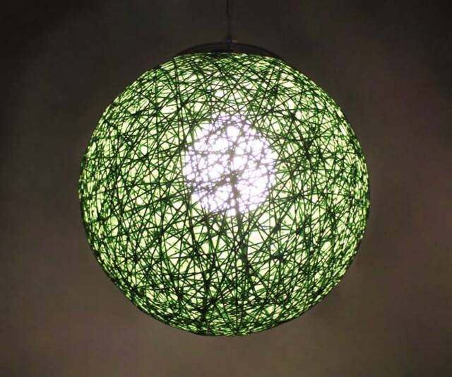 Green Hemp Rope Pendant Light Spherical Cord Lighting - image 1
