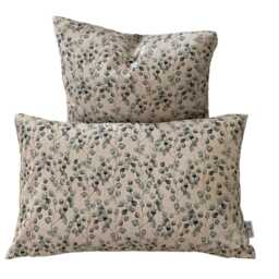 Eucalyptus Pillow Cover Linen Look Fabric, Green Leaves, Handmade - thumbnail 2