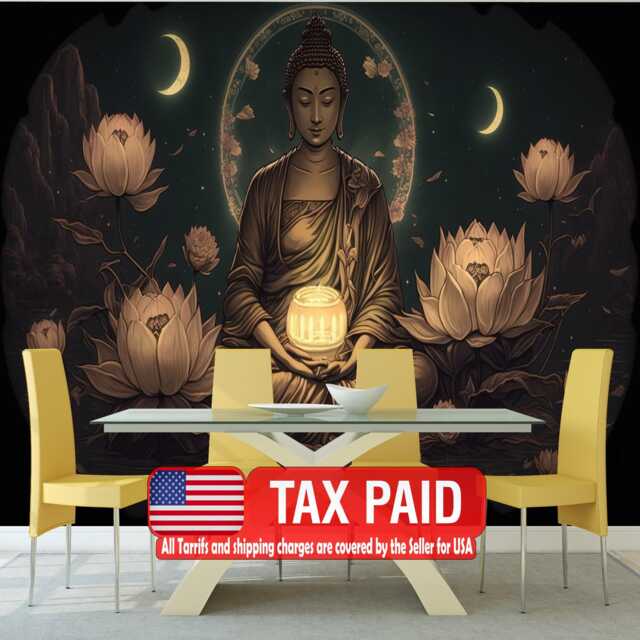 Meditating Buddha Wallpaper Mural - Removable Peel & Stick Art Print - image 1